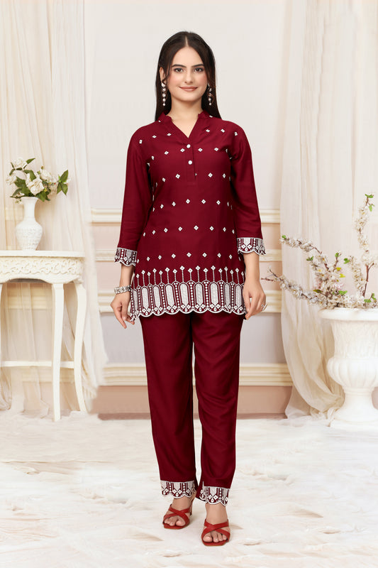 ZAYLÉRA Rouge Élégance Co-Ord Set