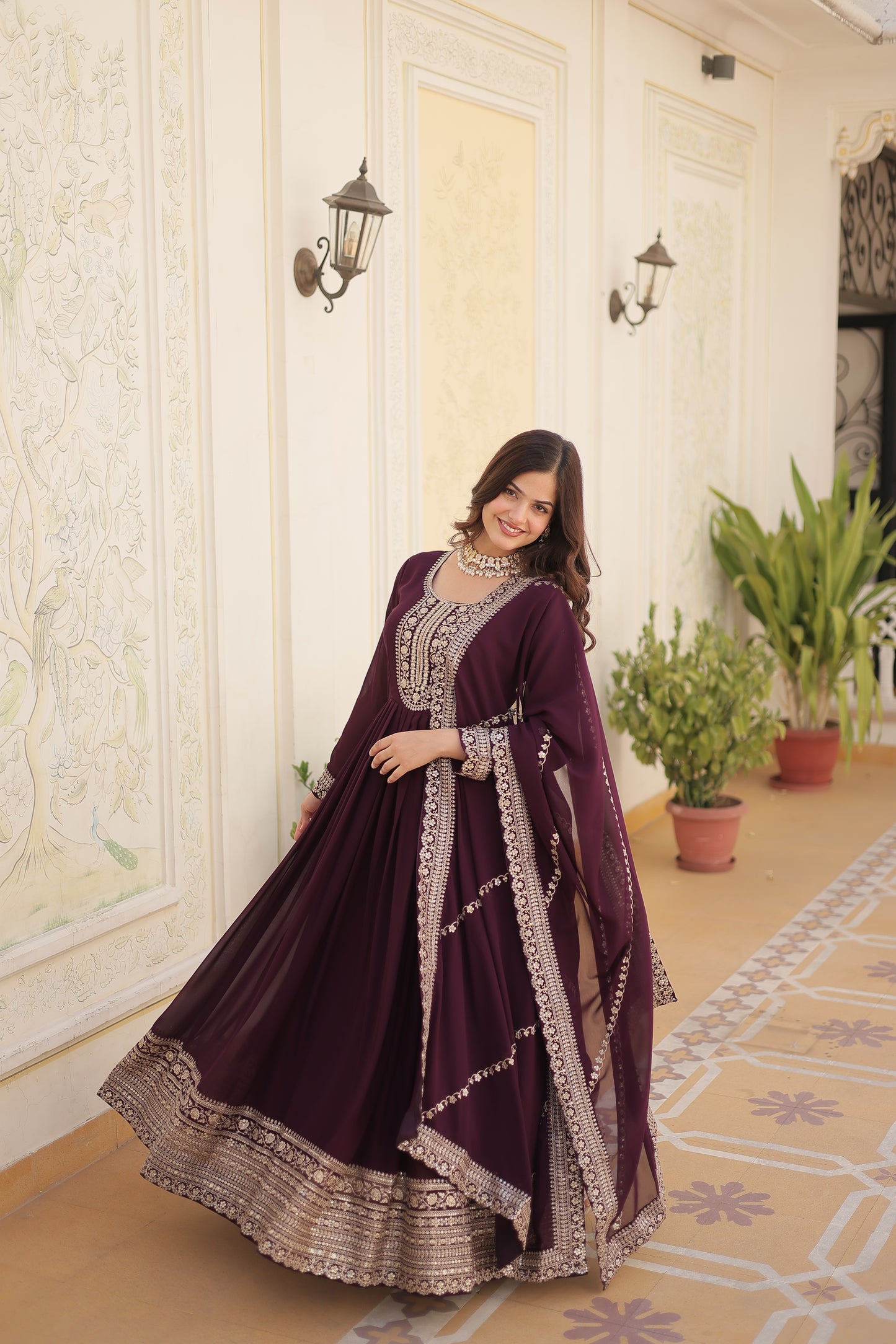 ✨ Royal Grace Embroidered Anarkali Set ✨