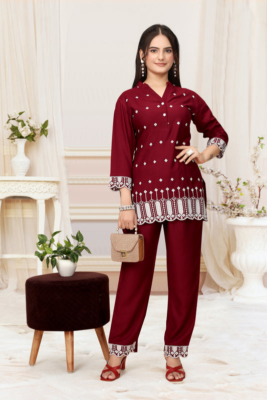 ZAYLÉRA Rouge Élégance Co-Ord Set
