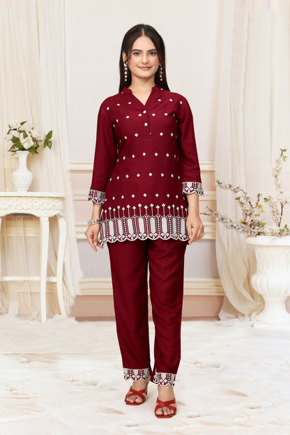 ZAYLÉRA Rouge Élégance Co-Ord Set