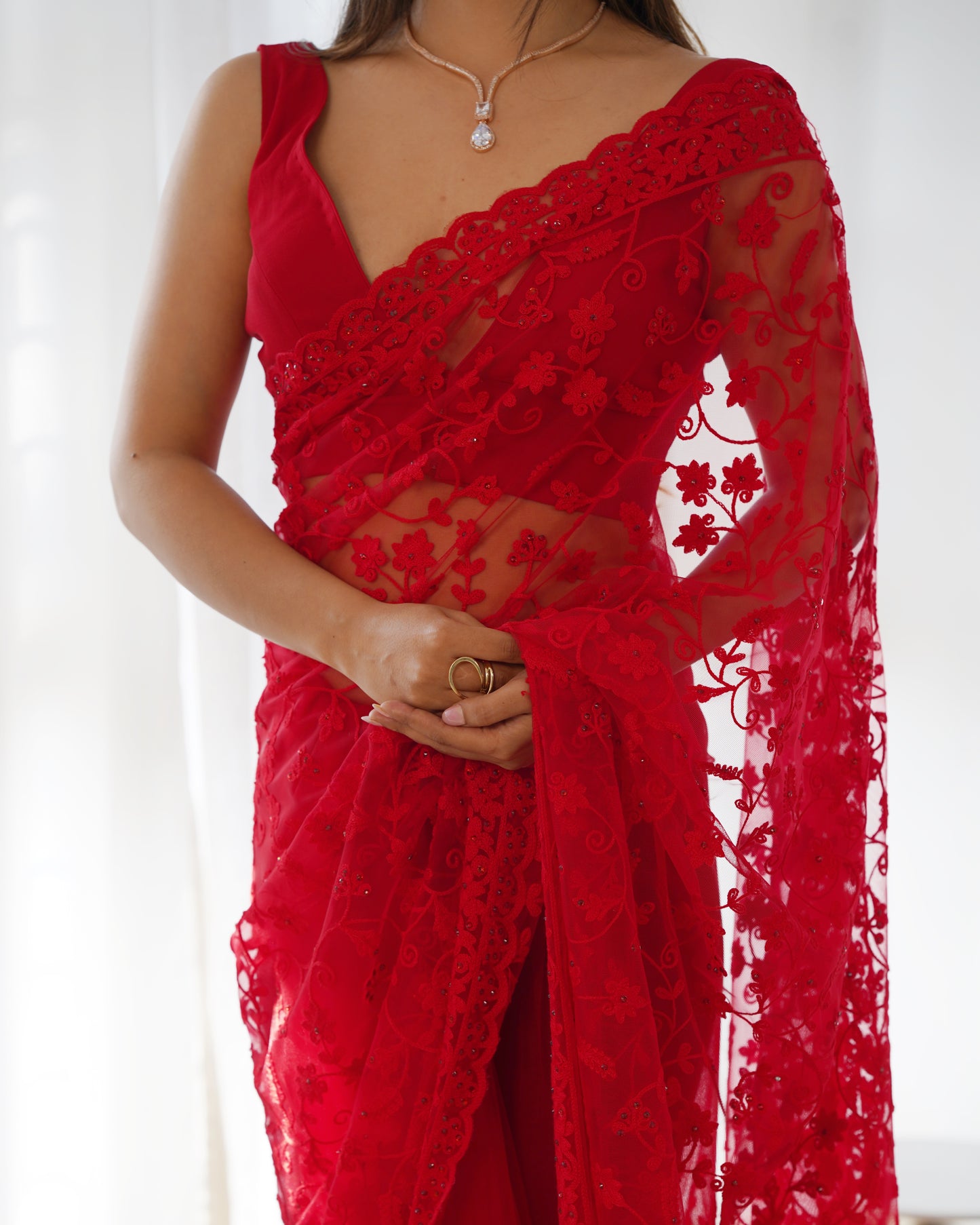 ✨Luxury Floral Lace Designer Saree Collection✨