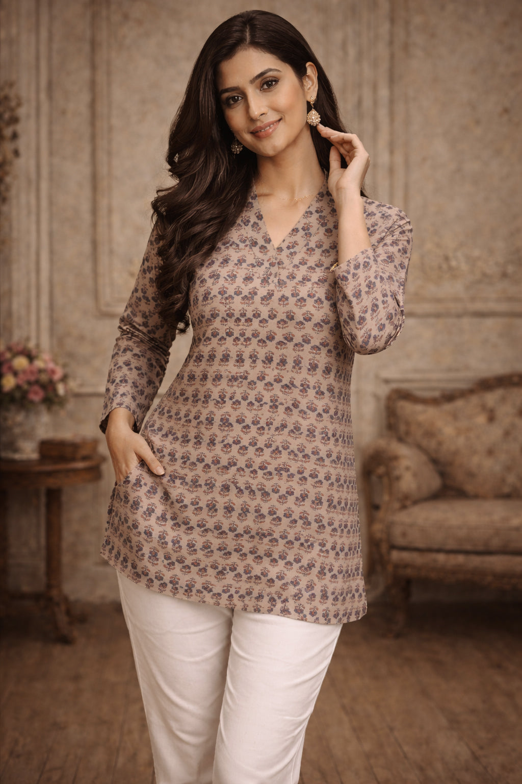 ROMAN SILK SHORT KURTI