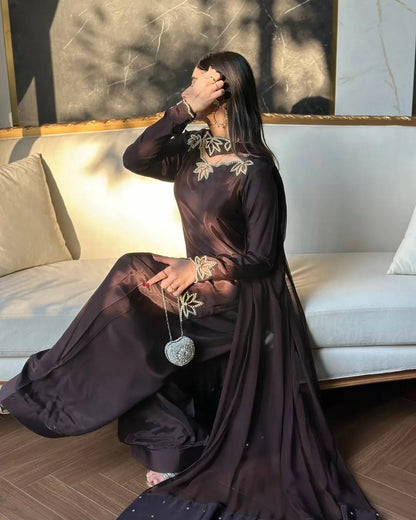 ✨ Royal Rani Pink Pearl Work Palazzo Suit Set ✨