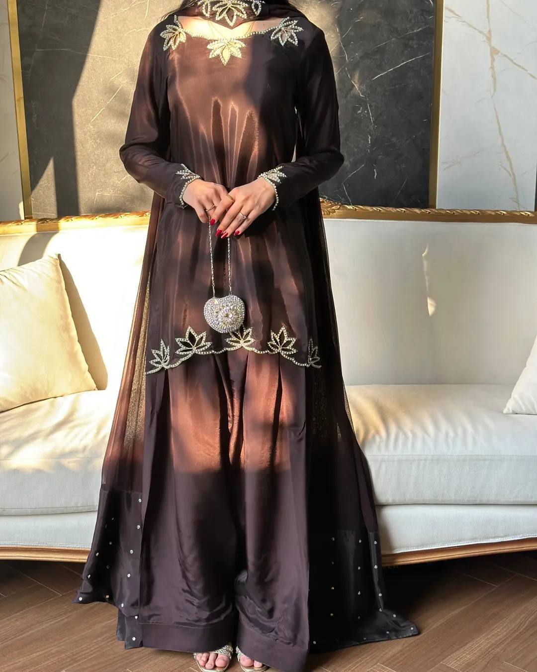 ✨ Royal Rani Pink Pearl Work Palazzo Suit Set ✨