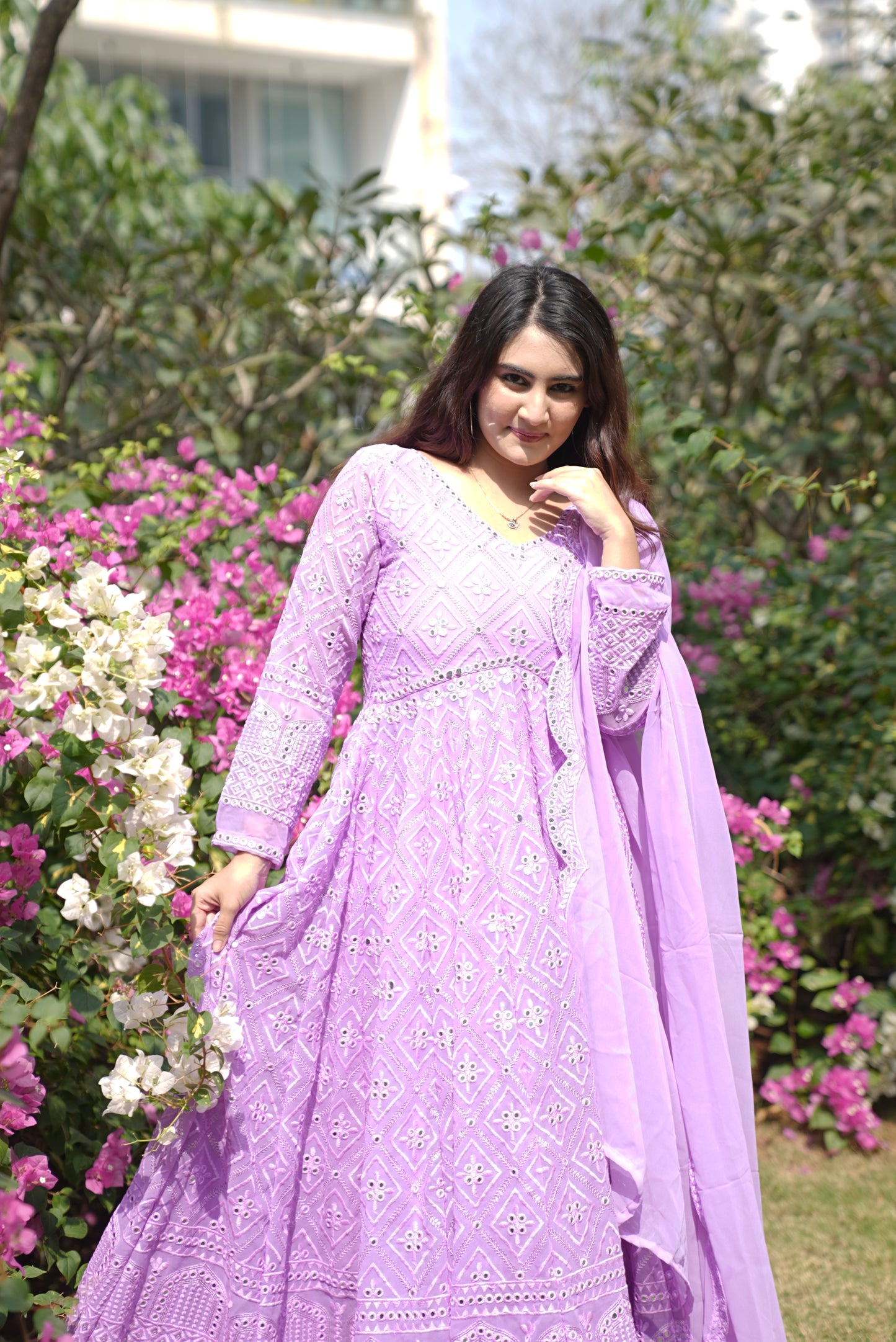 ✨Royal Lavender Embroidered Anarkali Suit Set with Dupatta✨