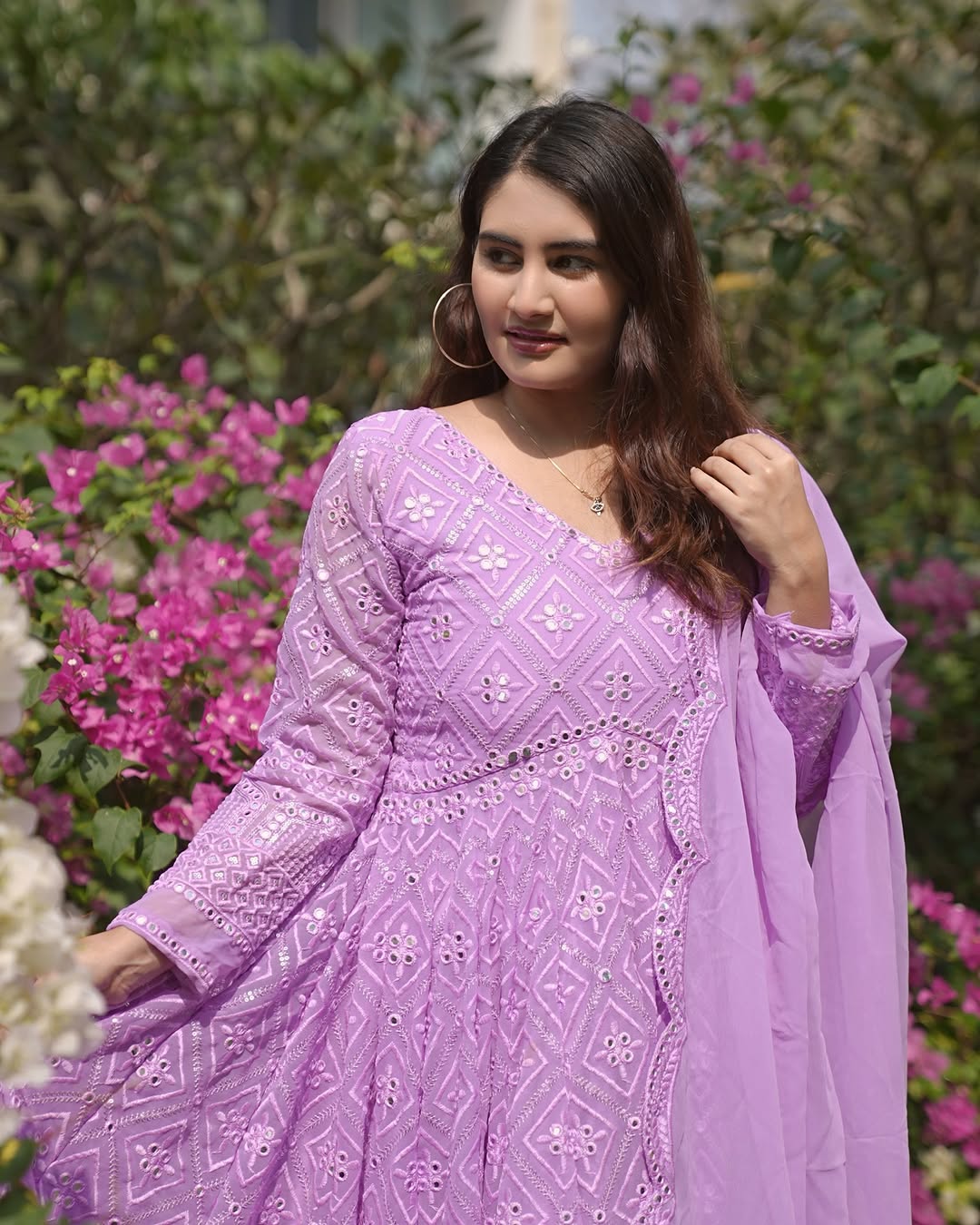 ✨Royal Lavender Embroidered Anarkali Suit Set with Dupatta✨