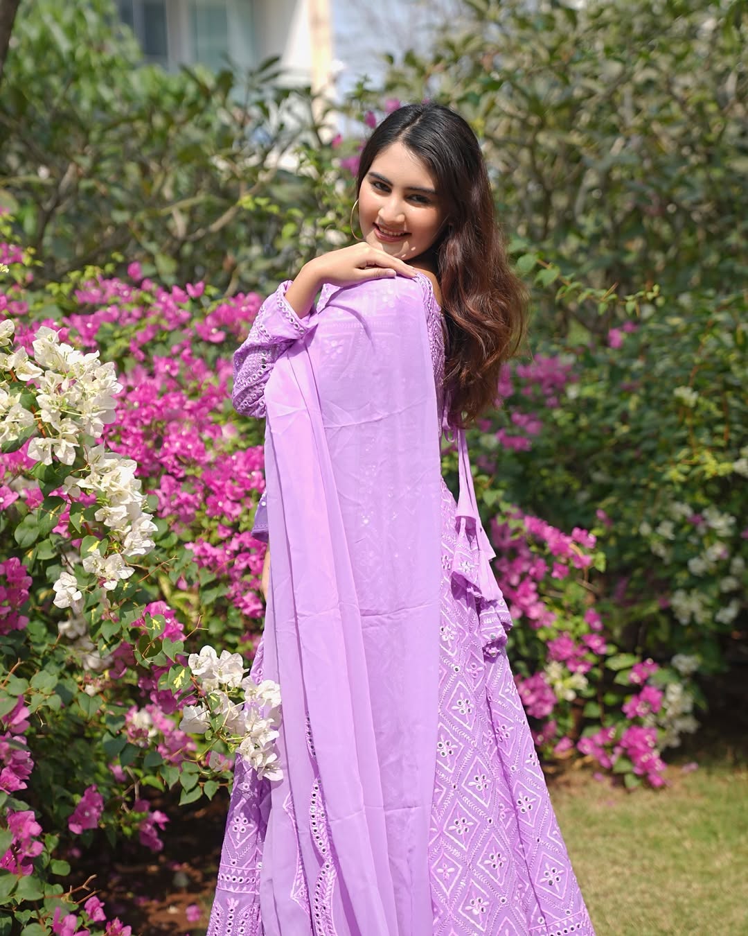 ✨Royal Lavender Embroidered Anarkali Suit Set with Dupatta✨
