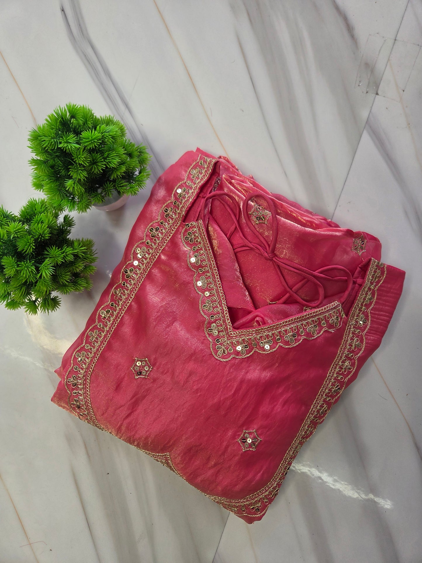Pastel Pink Sequins Embroidered Anarkali Gown with Dupatta