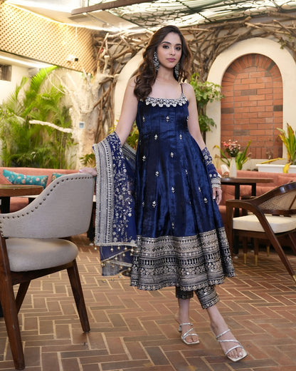 ✨ Royal Silk Embroidered Anarkali Set ✨