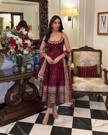 ✨ Royal Silk Embroidered Anarkali Set ✨