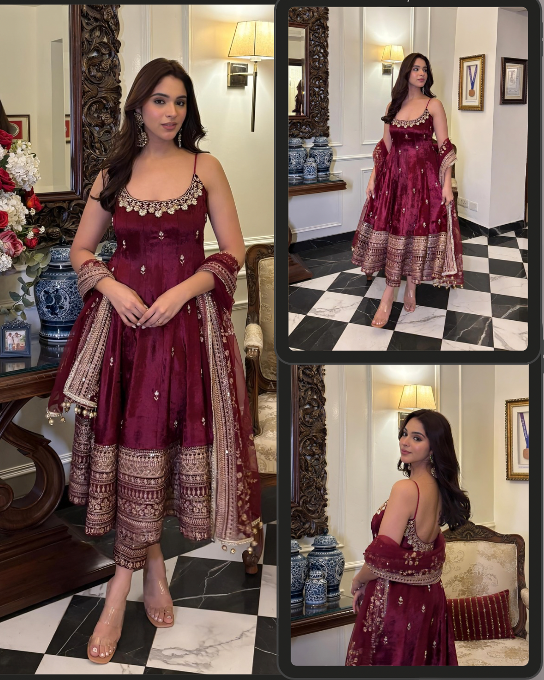 ✨ Royal Silk Embroidered Anarkali Set ✨