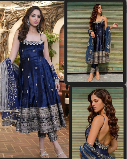 ✨ Royal Silk Embroidered Anarkali Set ✨