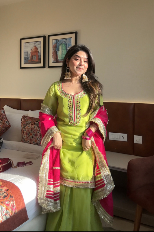 ✨ Maharani Grace Embroidered Sharara Suit Set ✨