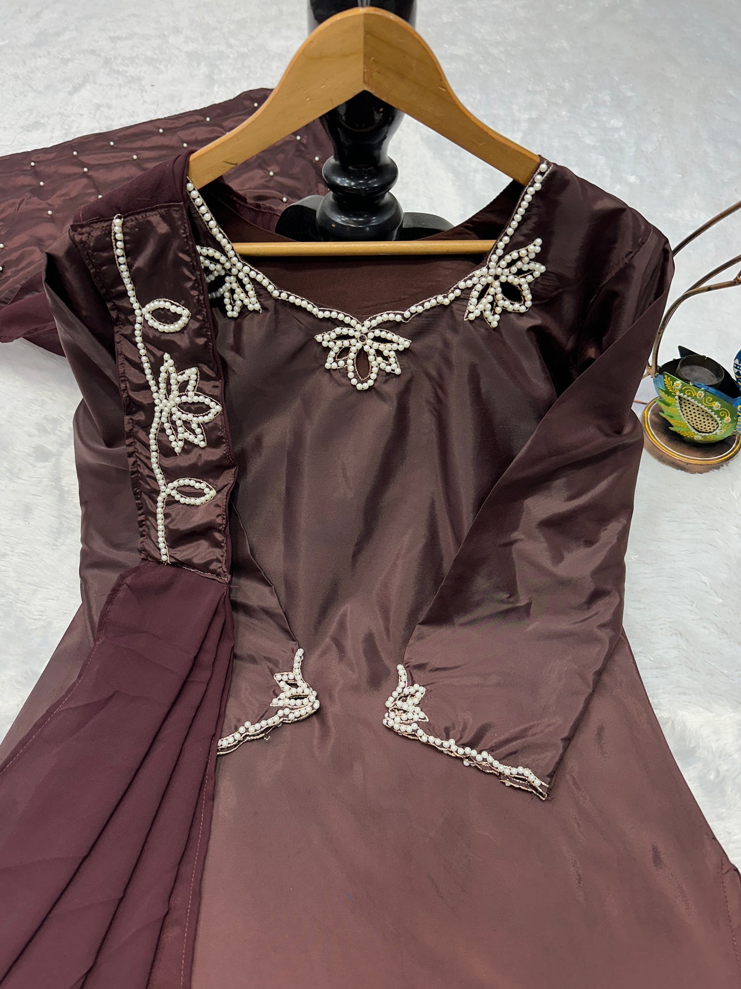 ✨ Royal Rani Pink Pearl Work Palazzo Suit Set ✨