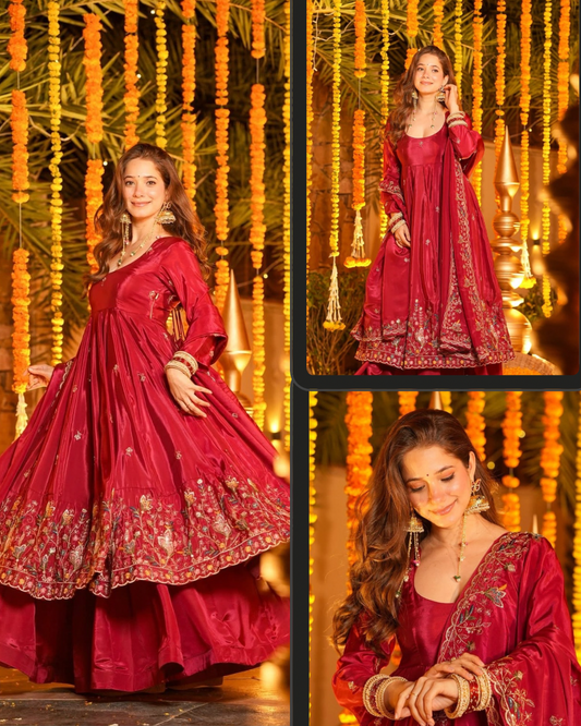 ✨ Maharani Luxe Silk Anarkali Suit Set ✨