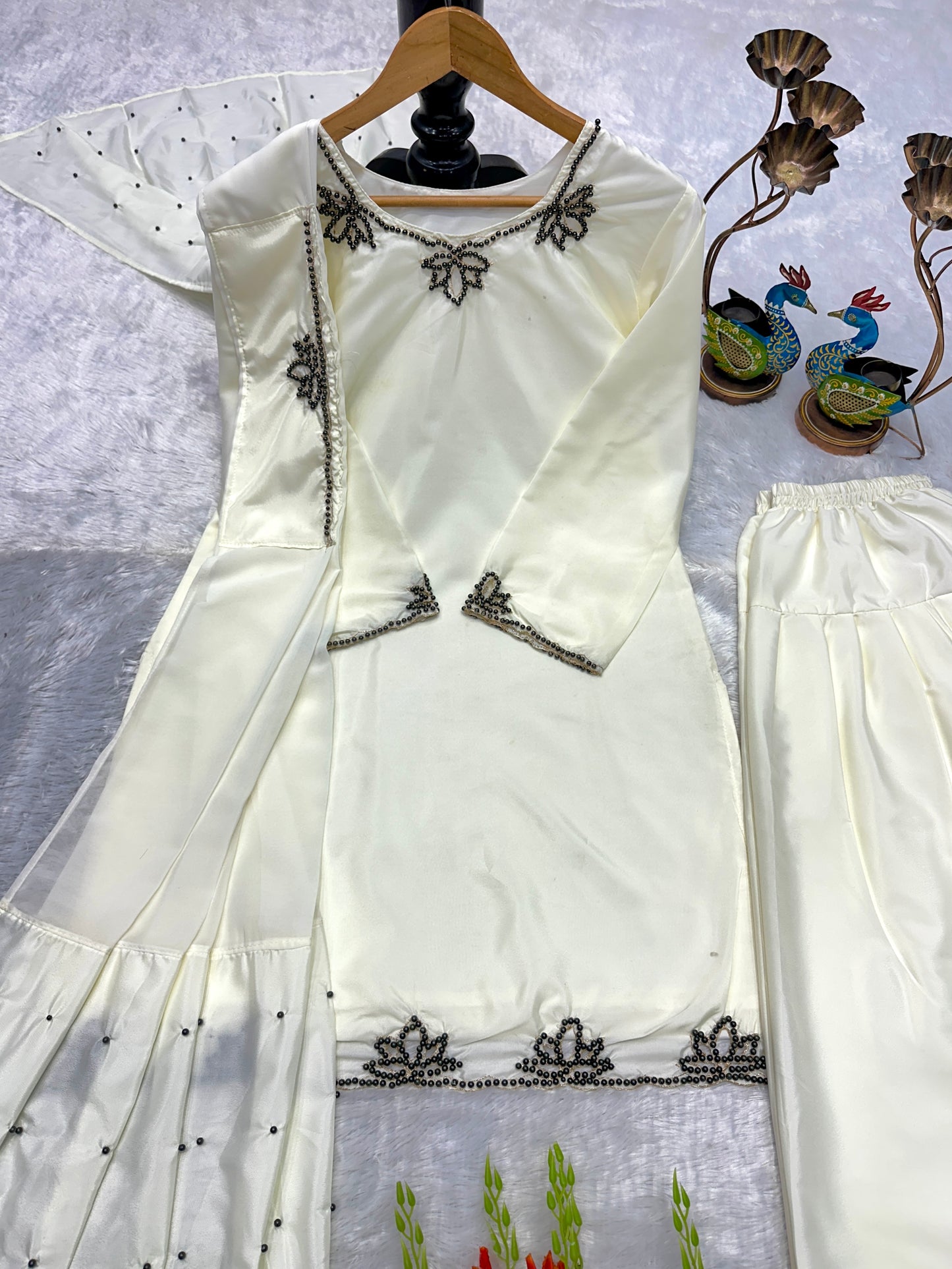 ✨ Royal Rani Pink Pearl Work Palazzo Suit Set ✨