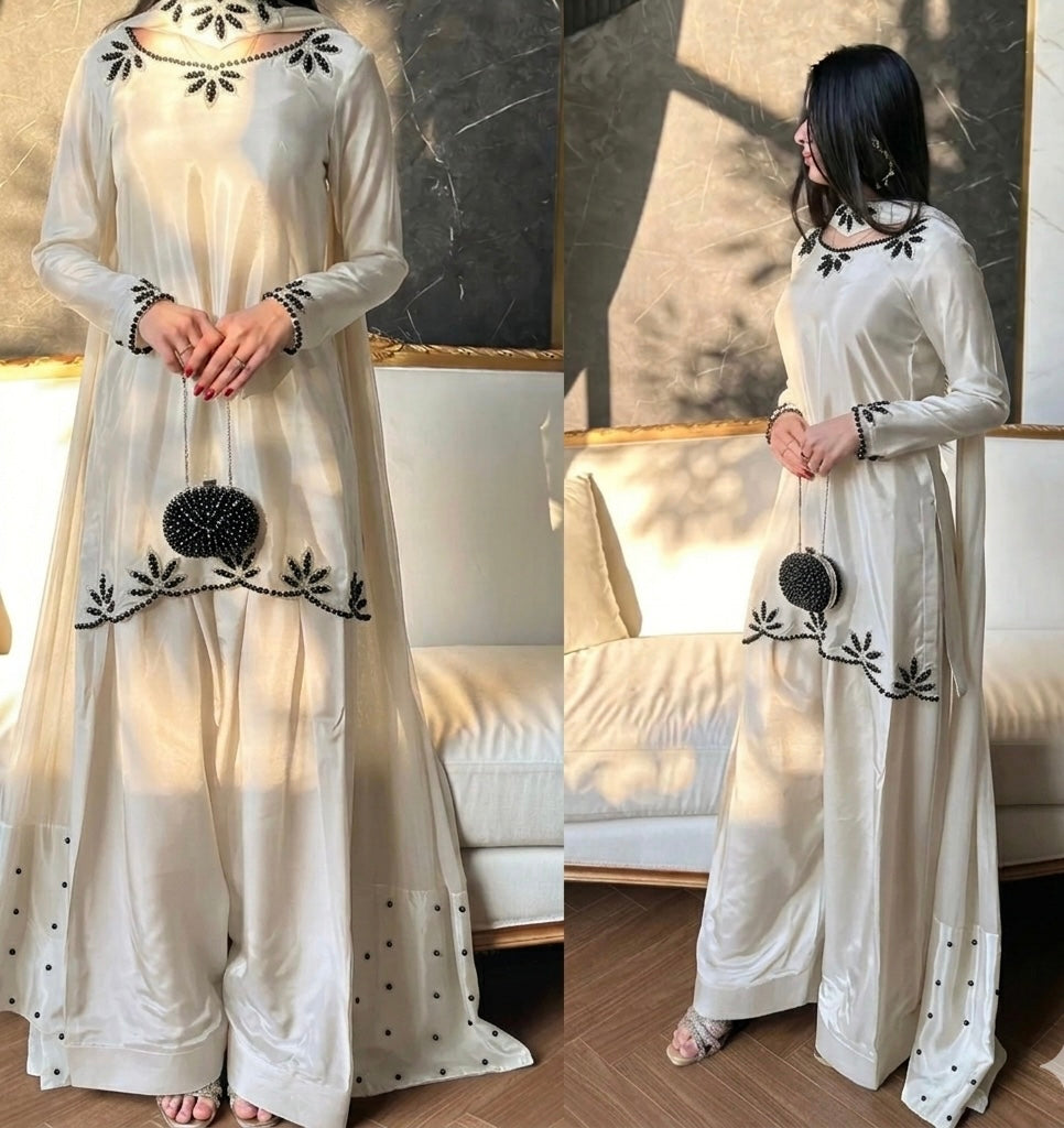 ✨ Royal Rani Pink Pearl Work Palazzo Suit Set ✨