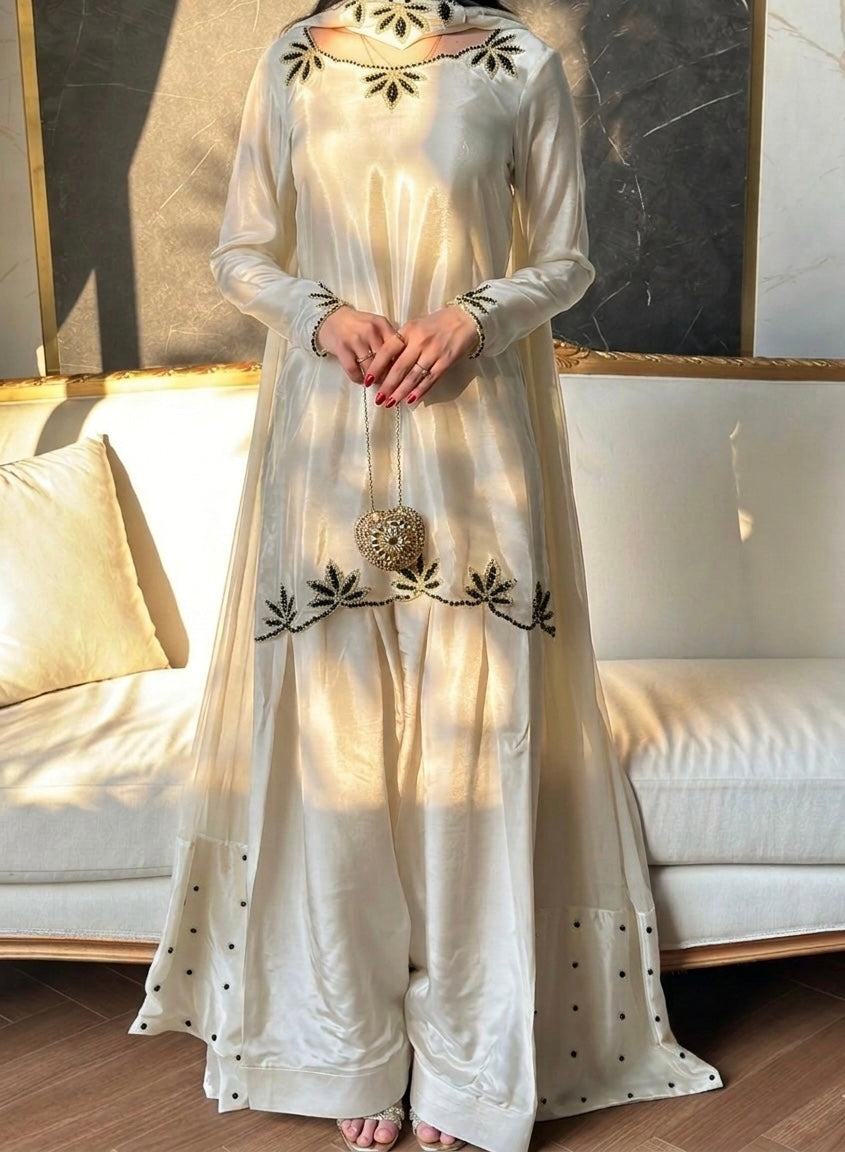 ✨ Royal Rani Pink Pearl Work Palazzo Suit Set ✨