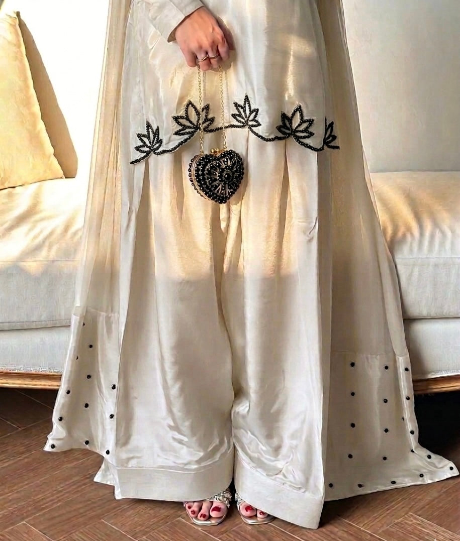 ✨ Royal Rani Pink Pearl Work Palazzo Suit Set ✨