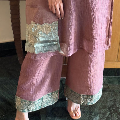 🌸 Dusty Rose Embroidered Palazzo Suit Set 🌸