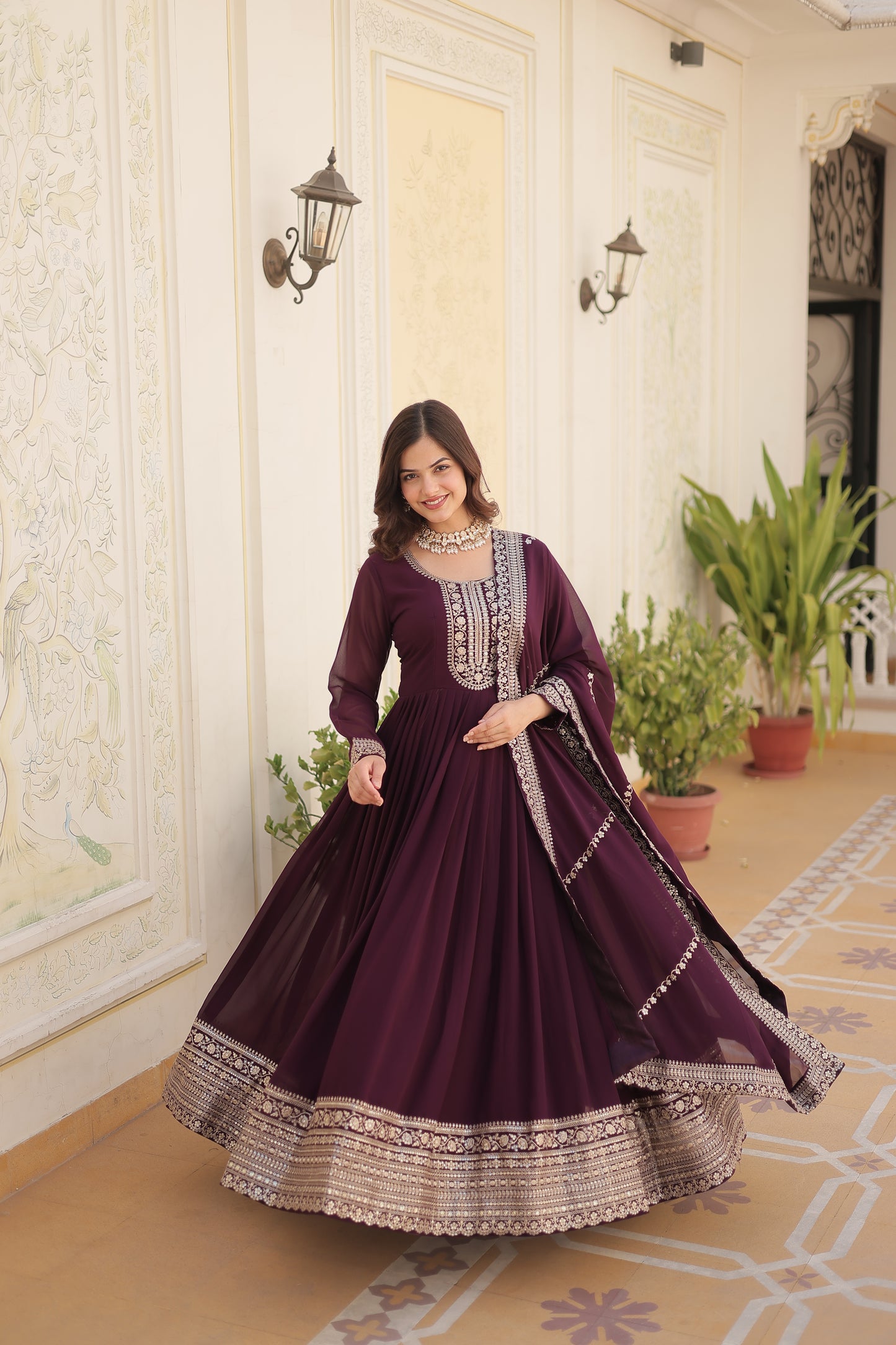 ✨ Royal Grace Embroidered Anarkali Set ✨