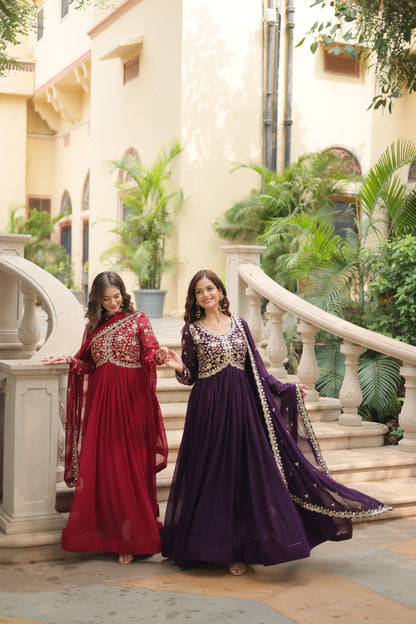 ✨ Shahi Embroidered Anarkali Gown Set ✨