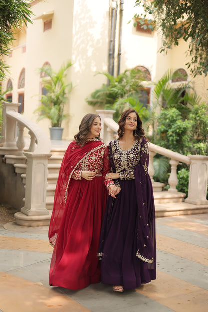 ✨ Shahi Embroidered Anarkali Gown Set ✨