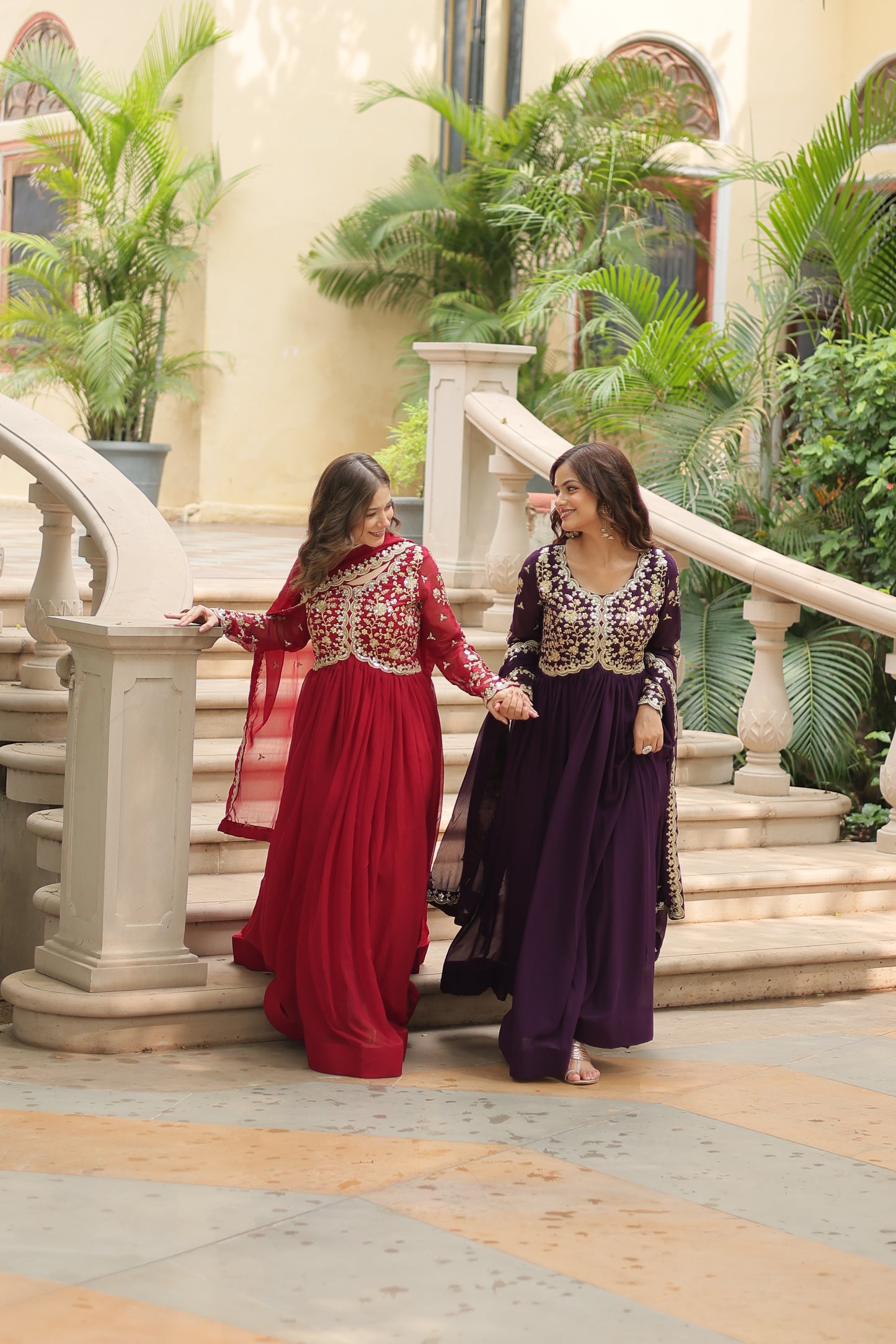 ✨ Shahi Embroidered Anarkali Gown Set ✨
