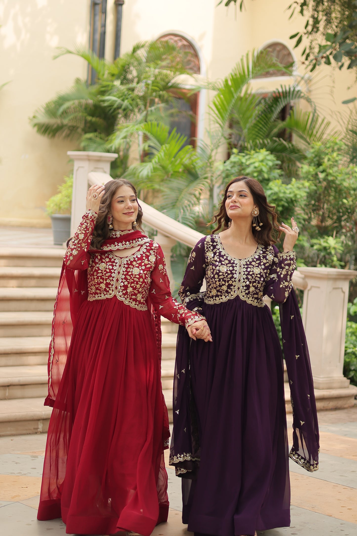 ✨ Shahi Embroidered Anarkali Gown Set ✨