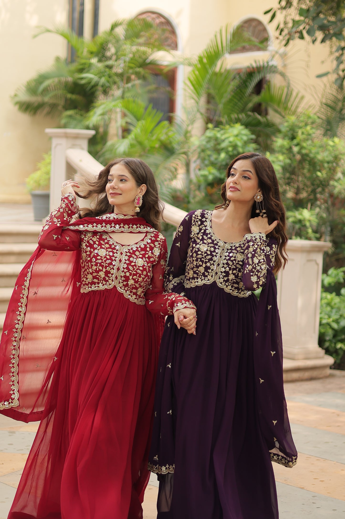 ✨ Shahi Embroidered Anarkali Gown Set ✨