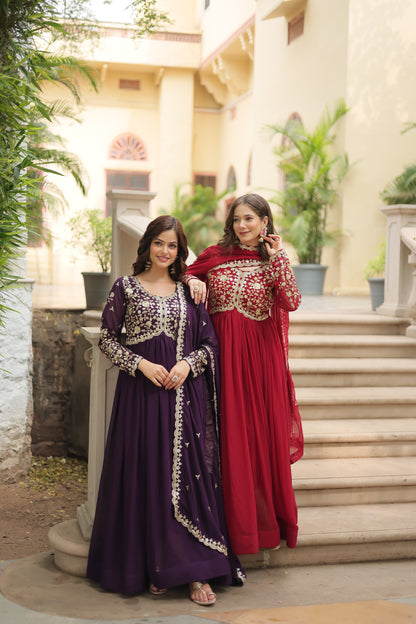 ✨ Shahi Embroidered Anarkali Gown Set ✨