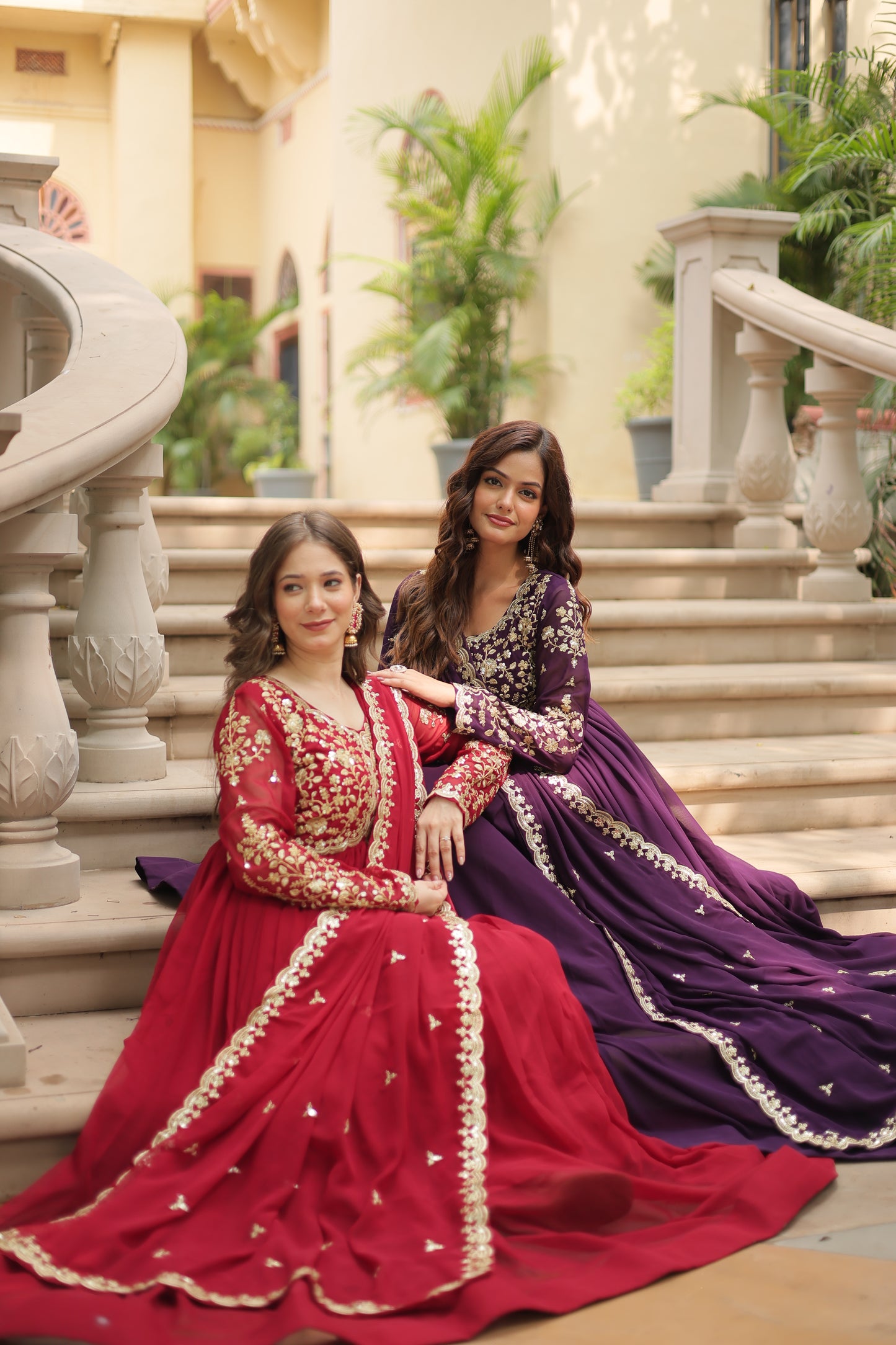 ✨ Shahi Embroidered Anarkali Gown Set ✨