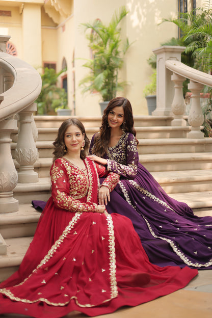 ✨ Shahi Embroidered Anarkali Gown Set ✨