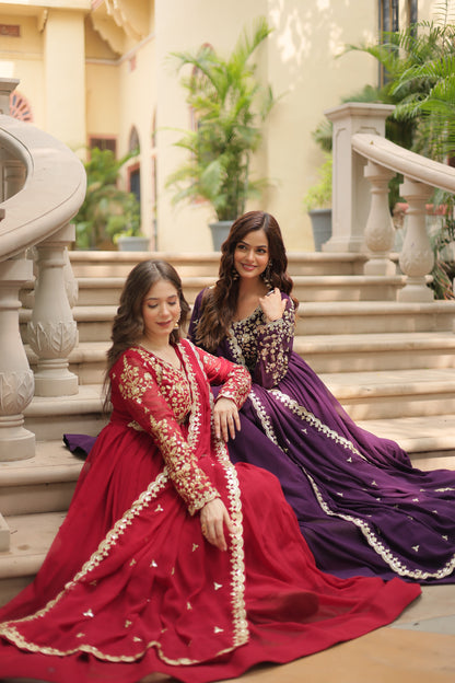 ✨ Shahi Embroidered Anarkali Gown Set ✨