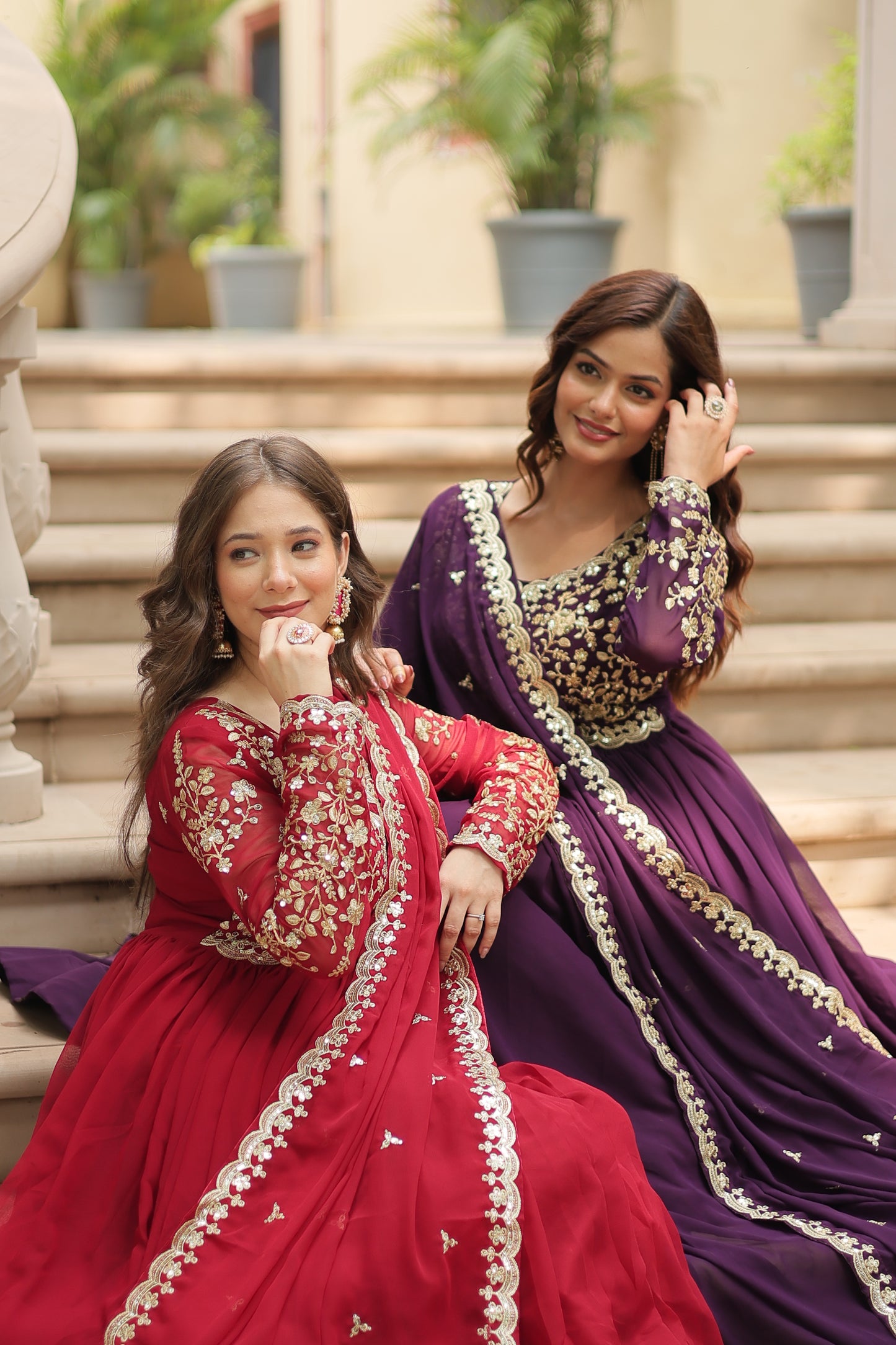 ✨ Shahi Embroidered Anarkali Gown Set ✨