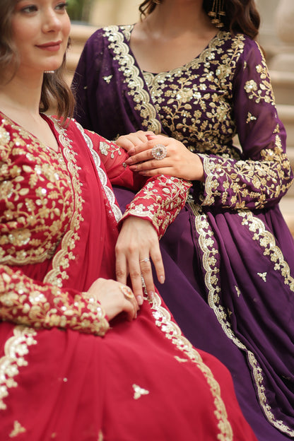 ✨ Shahi Embroidered Anarkali Gown Set ✨