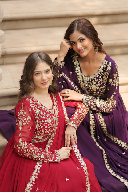 ✨ Shahi Embroidered Anarkali Gown Set ✨