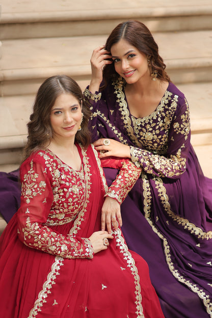 ✨ Shahi Embroidered Anarkali Gown Set ✨