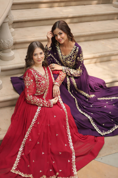 ✨ Shahi Embroidered Anarkali Gown Set ✨