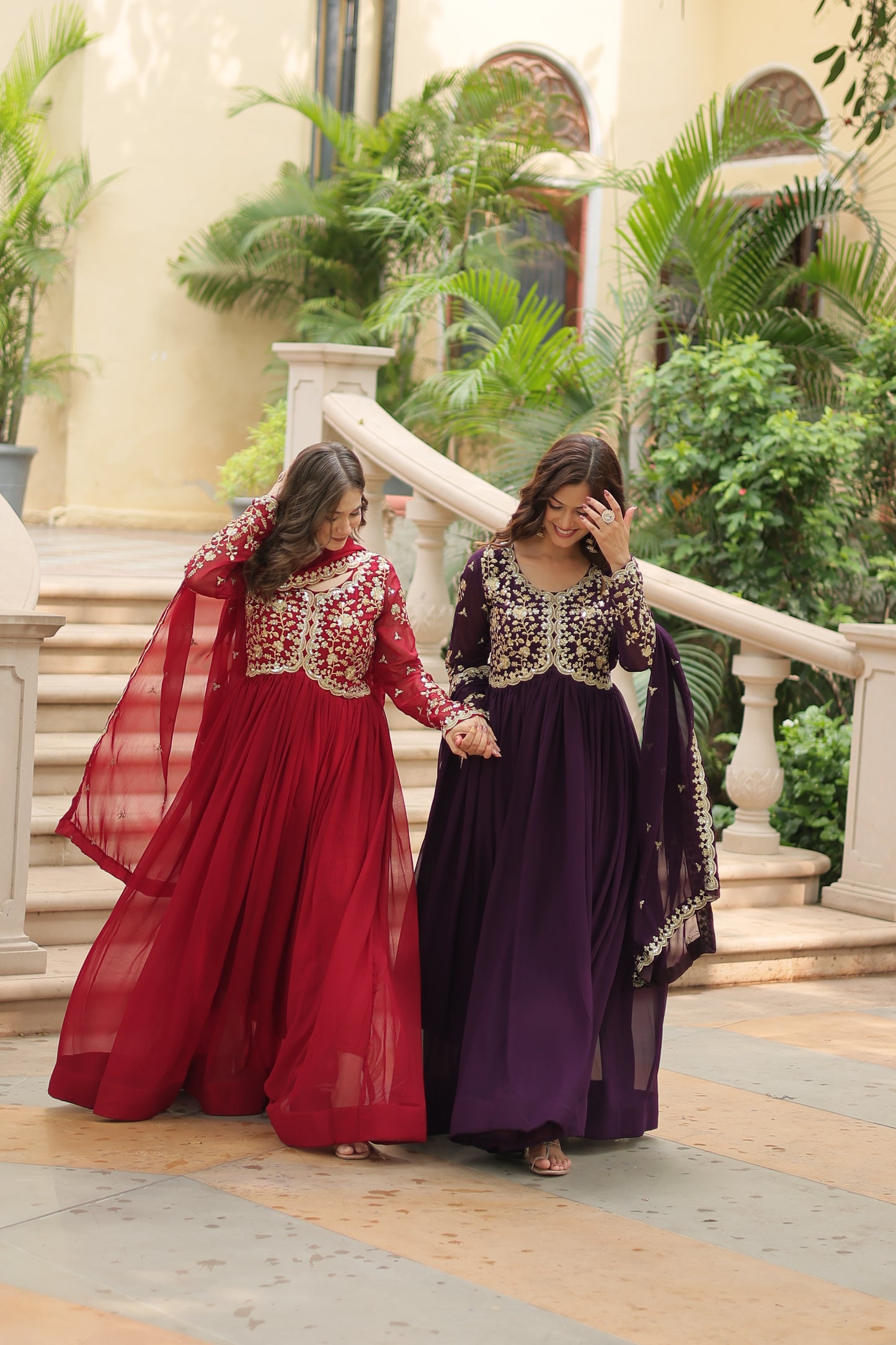 ✨ Shahi Embroidered Anarkali Gown Set ✨