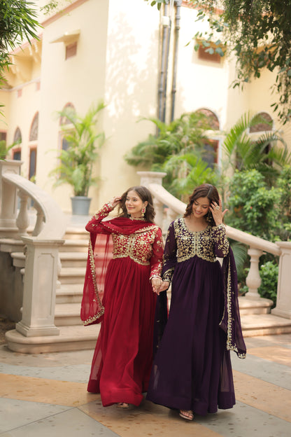 ✨ Shahi Embroidered Anarkali Gown Set ✨