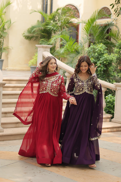 ✨ Shahi Embroidered Anarkali Gown Set ✨