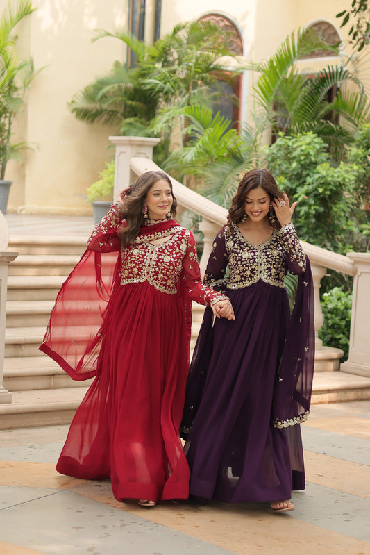 ✨ Shahi Embroidered Anarkali Gown Set ✨