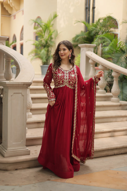 ✨ Shahi Embroidered Anarkali Gown Set ✨