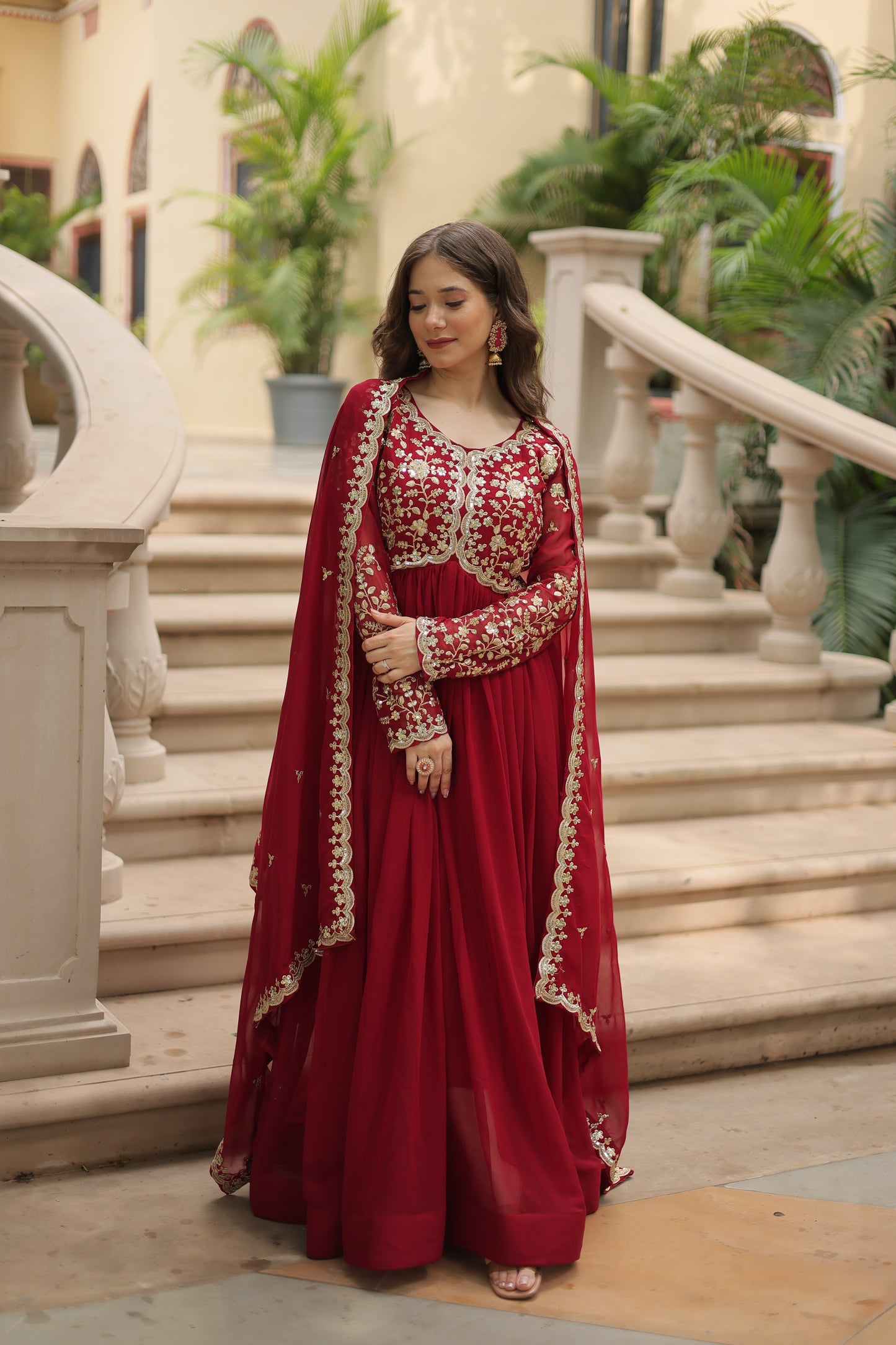 ✨ Shahi Embroidered Anarkali Gown Set ✨