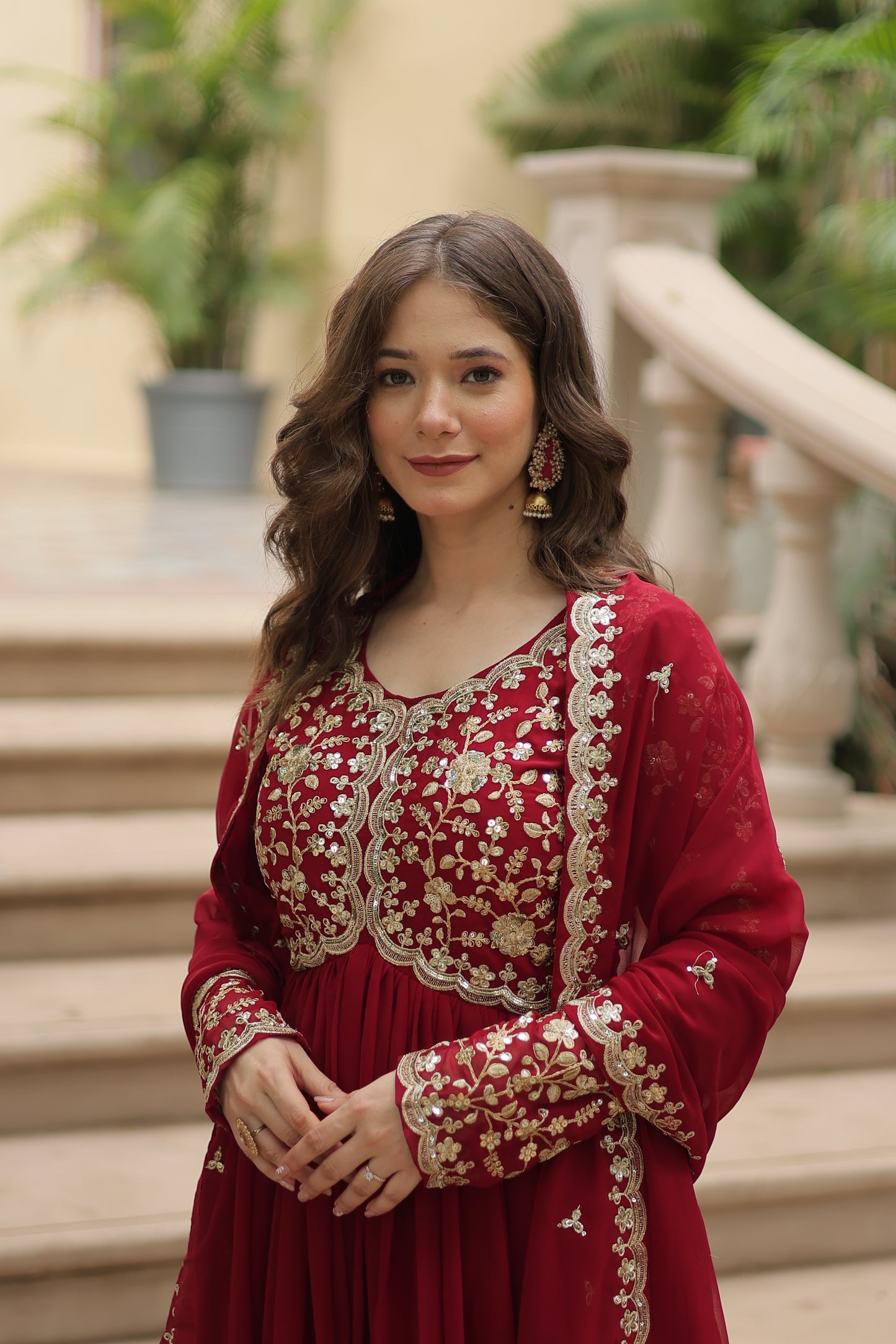 ✨ Shahi Embroidered Anarkali Gown Set ✨