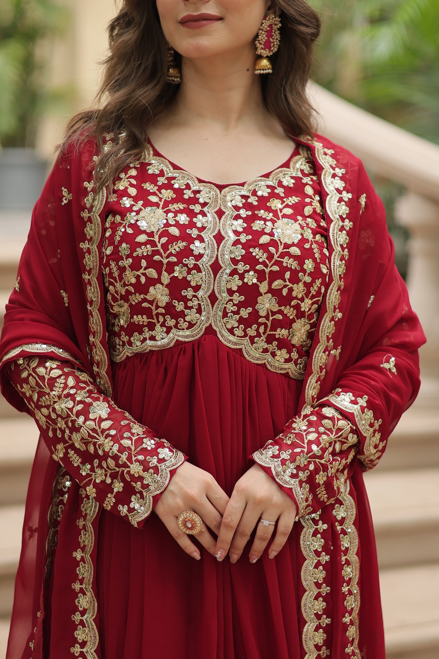 ✨ Shahi Embroidered Anarkali Gown Set ✨