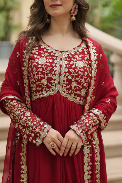 ✨ Shahi Embroidered Anarkali Gown Set ✨