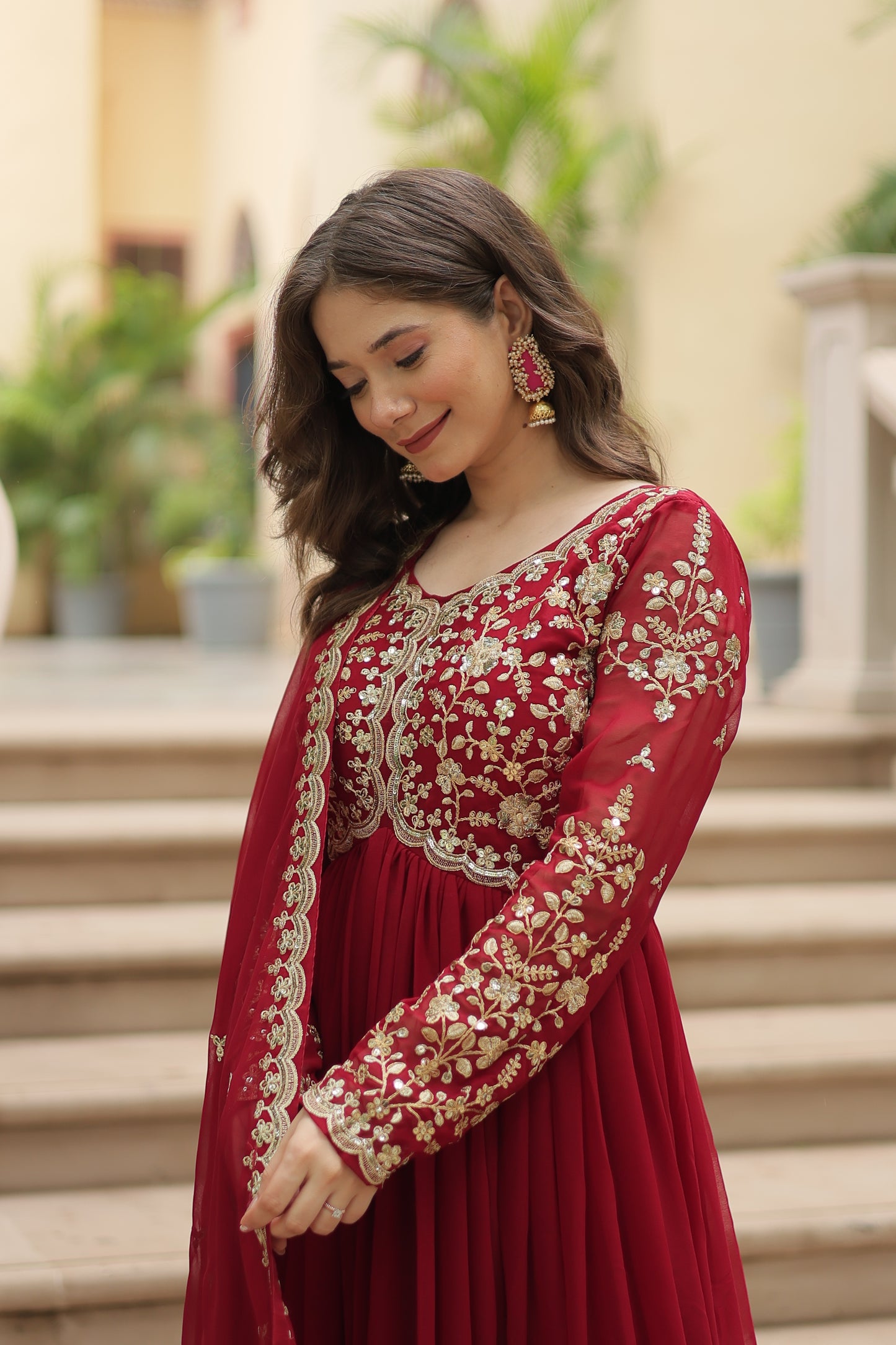 ✨ Shahi Embroidered Anarkali Gown Set ✨