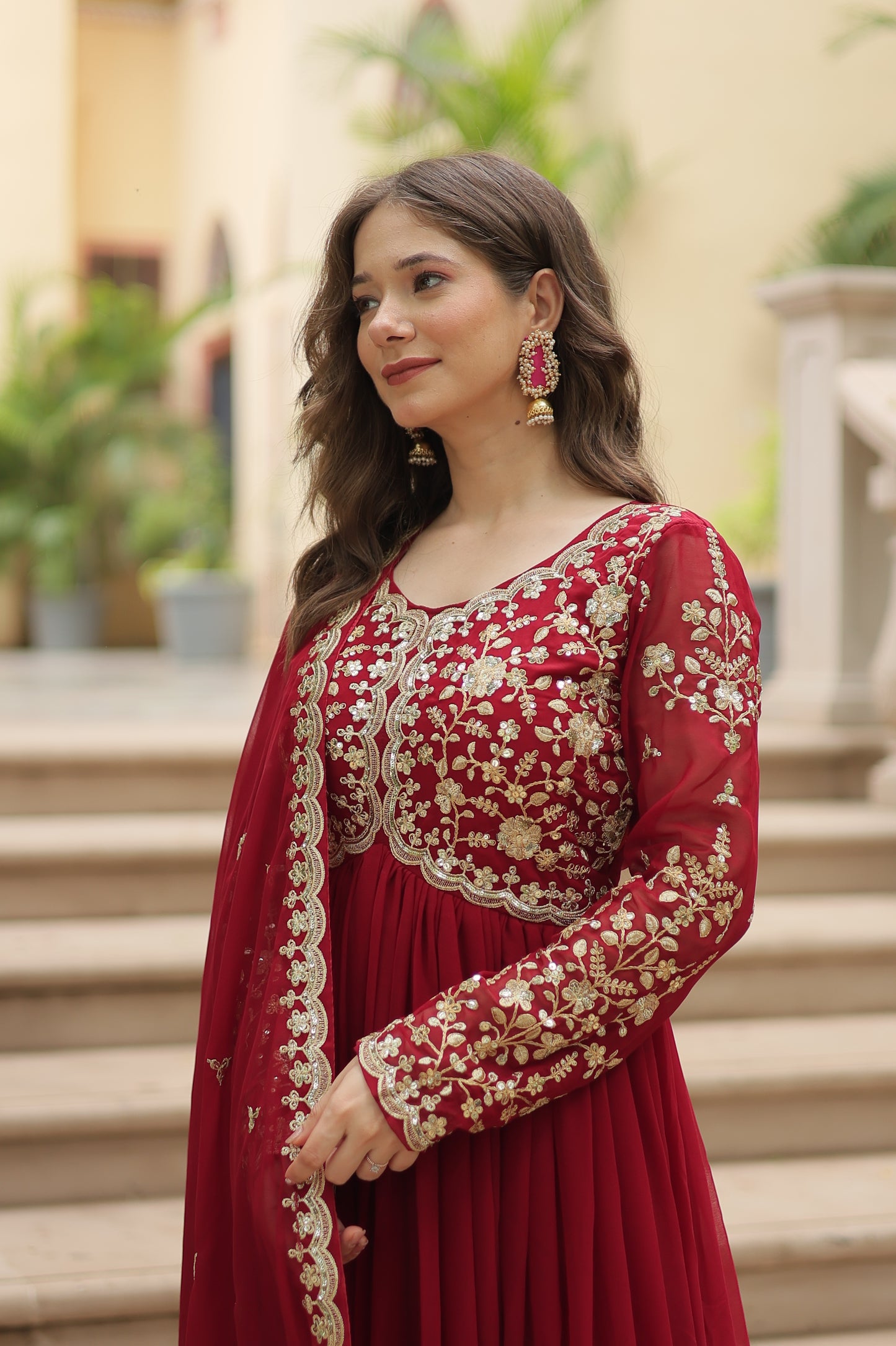✨ Shahi Embroidered Anarkali Gown Set ✨
